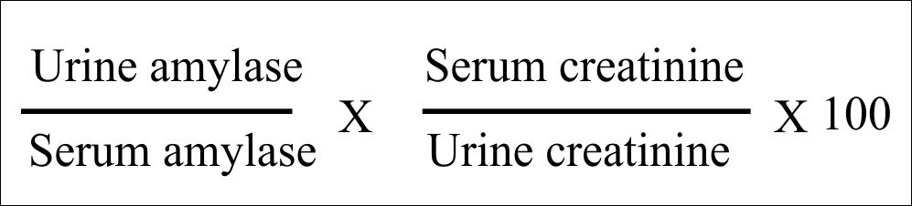 Urine amylase (Amylasuria),  Amylase/Creatinine clearance ratio