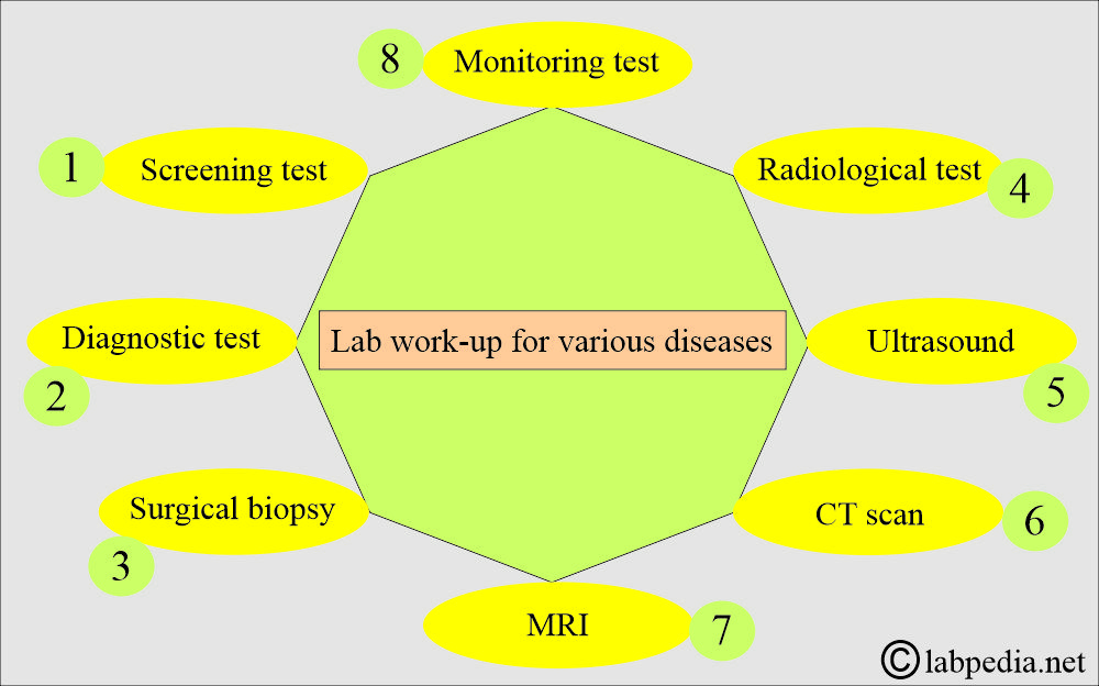 lab workup for diagnosis of diseases